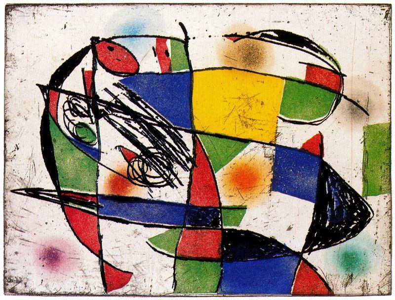 Wikioo.org - The Encyclopedia of Fine Arts - Painting, Artwork by Joan Miro - Exemplar de la sèrie Enrajolats 1