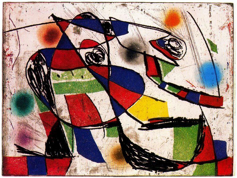 Wikioo.org - The Encyclopedia of Fine Arts - Painting, Artwork by Joan Miro - Exemplar de la sèrie Enrajolats