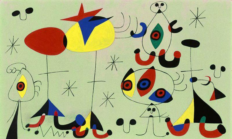 Wikioo.org – La Enciclopedia de las Bellas Artes - Pintura, Obras de arte de Joan Miro - Snob fiesta paraca la princesa