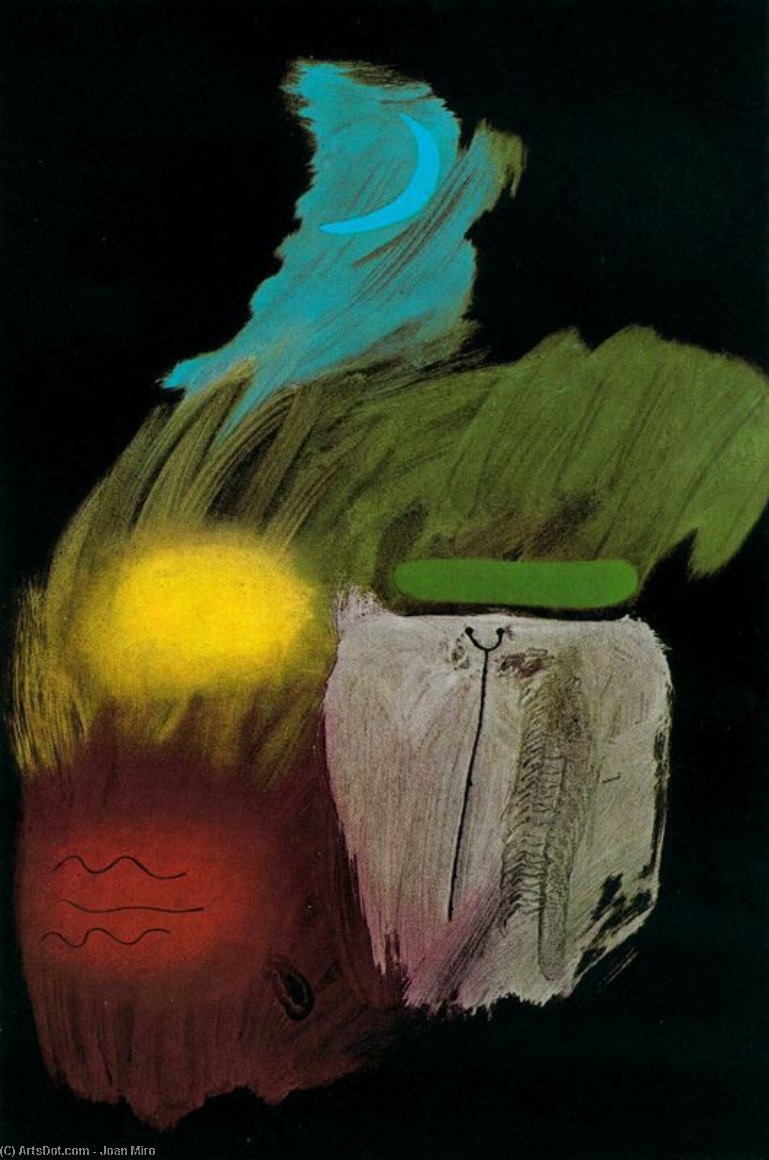 Wikoo.org - موسوعة الفنون الجميلة - اللوحة، العمل الفني Joan Miro - Gouache sobre papel negro
