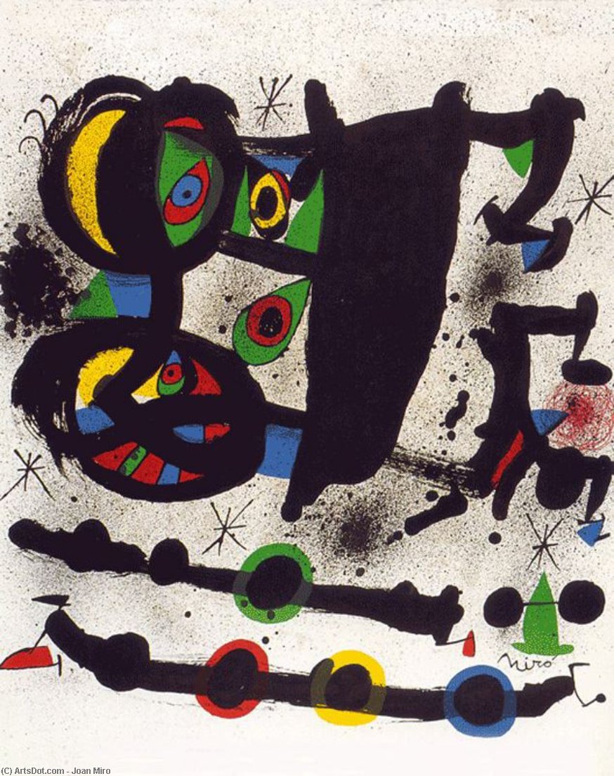 Wikoo.org - موسوعة الفنون الجميلة - اللوحة، العمل الفني Joan Miro - Homenaje a Josep Lluis Sert