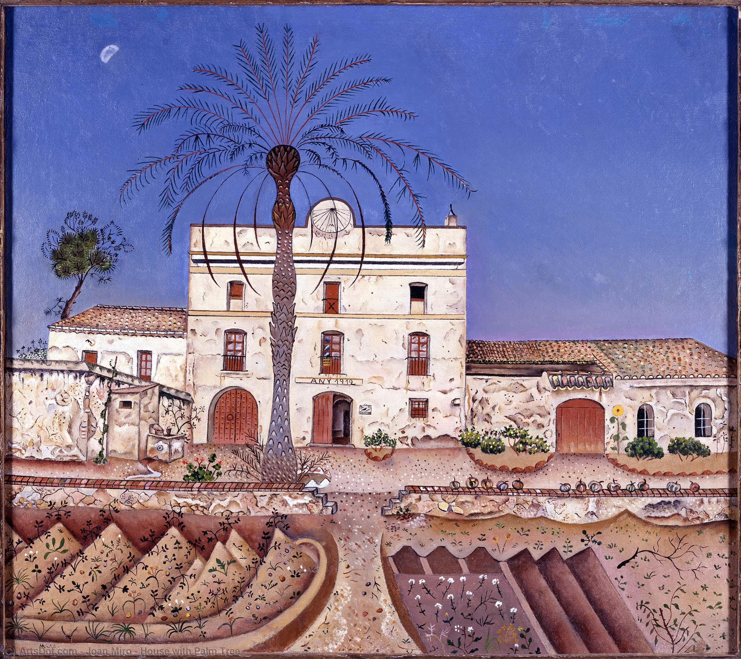 Wikioo.org - สารานุกรมวิจิตรศิลป์ - จิตรกรรม Joan Miro - House with Palm Tree