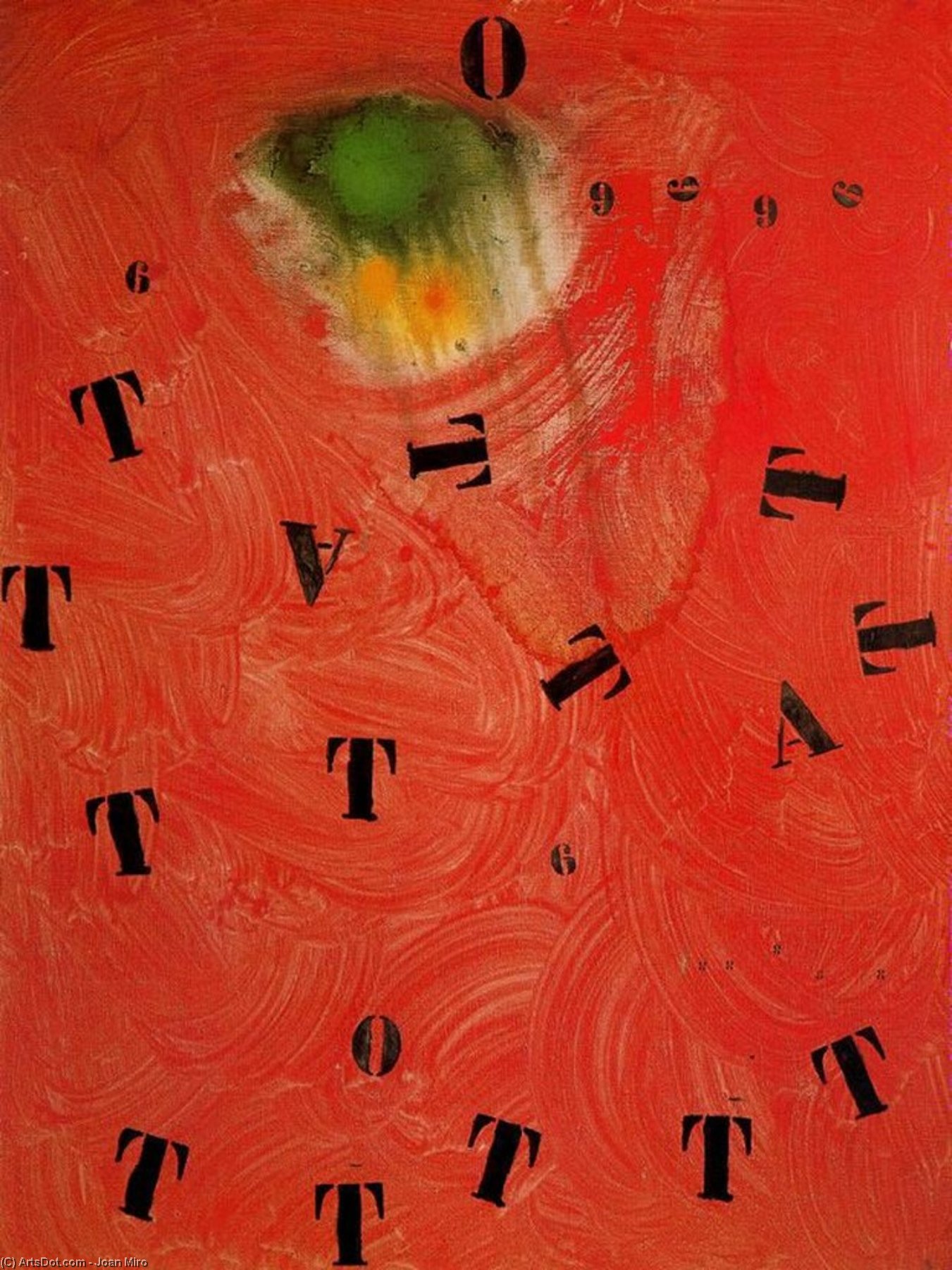 Wikioo.org – La Enciclopedia de las Bellas Artes - Pintura, Obras de arte de Joan Miro - Letras y cifras atraídas por una centella