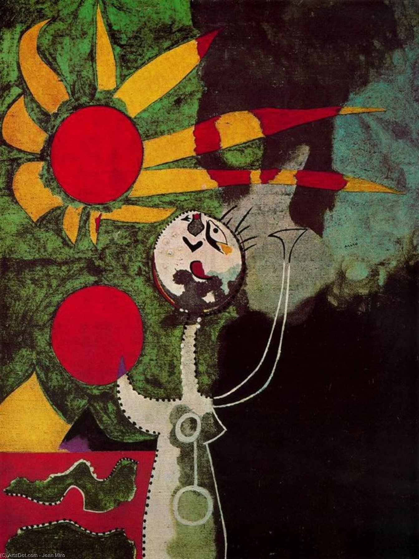 Wikoo.org - موسوعة الفنون الجميلة - اللوحة، العمل الفني Joan Miro - Mujer delante del sol