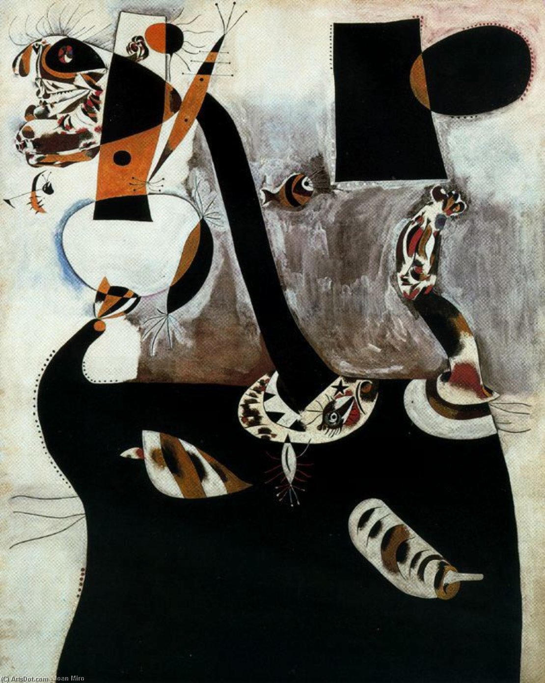 Wikoo.org - موسوعة الفنون الجميلة - اللوحة، العمل الفني Joan Miro - Mujer sentada 3