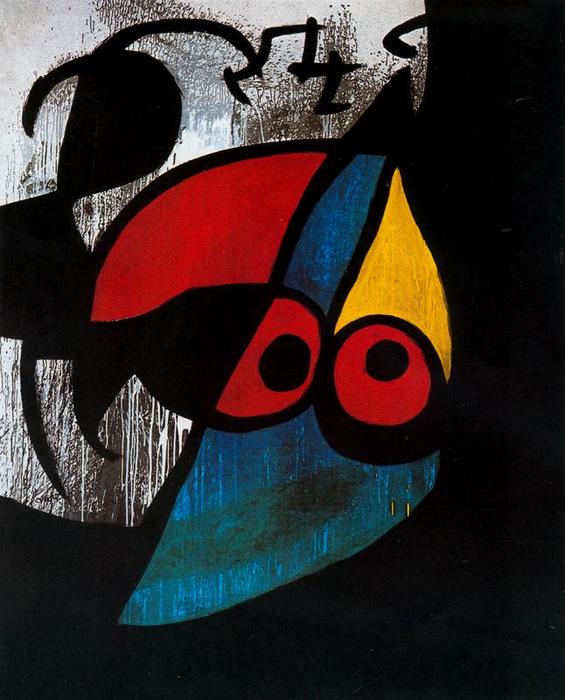 Wikoo.org - موسوعة الفنون الجميلة - اللوحة، العمل الفني Joan Miro - Mujer, pájaro