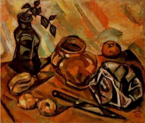 Wikioo.org – La Enciclopedia de las Bellas Artes - Pintura, Obras de arte de Joan Miro - Naturaleza muerta estafa cuchillo