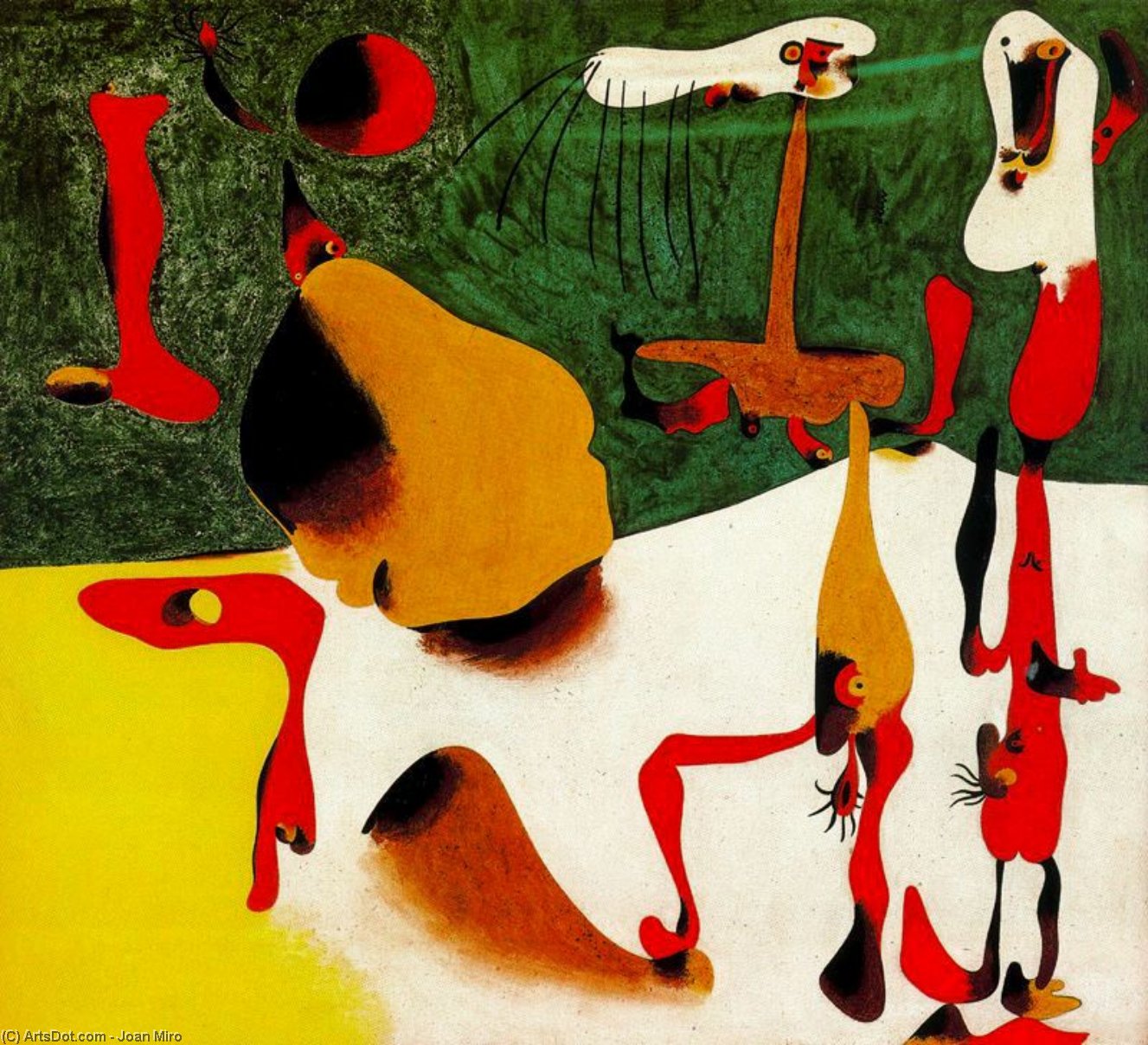 WikiOO.org - Enciclopédia das Belas Artes - Pintura, Arte por Joan Miro - Personajes ante una metamorfosis