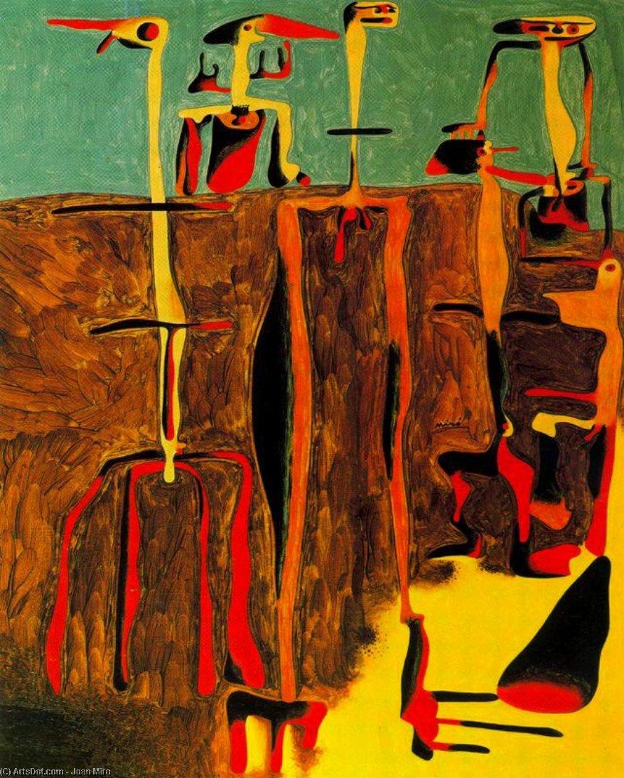 Wikioo.org - Bách khoa toàn thư về mỹ thuật - Vẽ tranh, Tác phẩm nghệ thuật Joan Miro - Personajes sentados