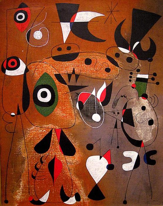 Wikioo.org – La Enciclopedia de las Bellas Artes - Pintura, Obras de arte de Joan Miro - Pintura ( Mujer , pájaro y estrellas )