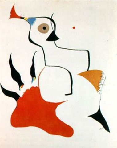 WikiOO.org - Εγκυκλοπαίδεια Καλών Τεχνών - Ζωγραφική, έργα τέχνης Joan Miro - Pintura sobre fondo blanco (El pájaro de fuego)