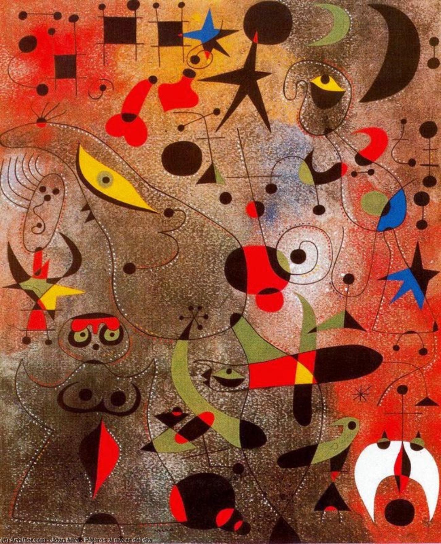 WikiOO.org - Encyclopedia of Fine Arts - Maleri, Artwork Joan Miro - Pájaros al nacer del día