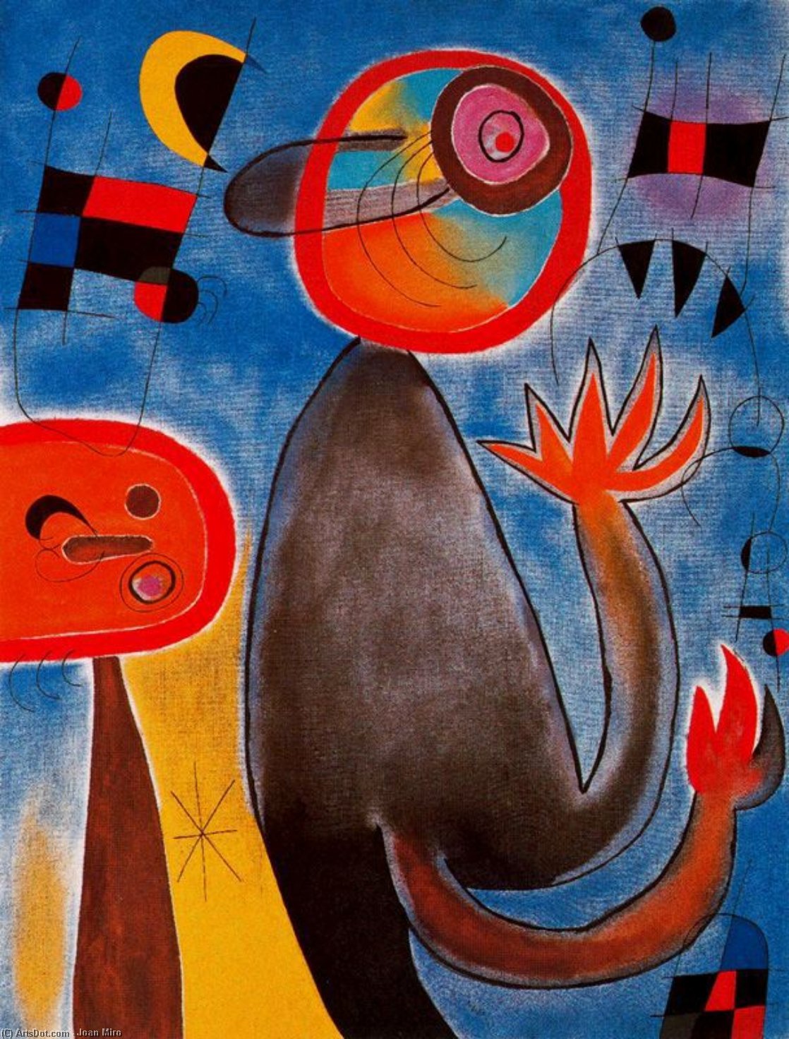 Wikioo.org – L'Encyclopédie des Beaux Arts - Peinture, Oeuvre de Joan Miro - la croix-échelles le azure comme une roue de feu