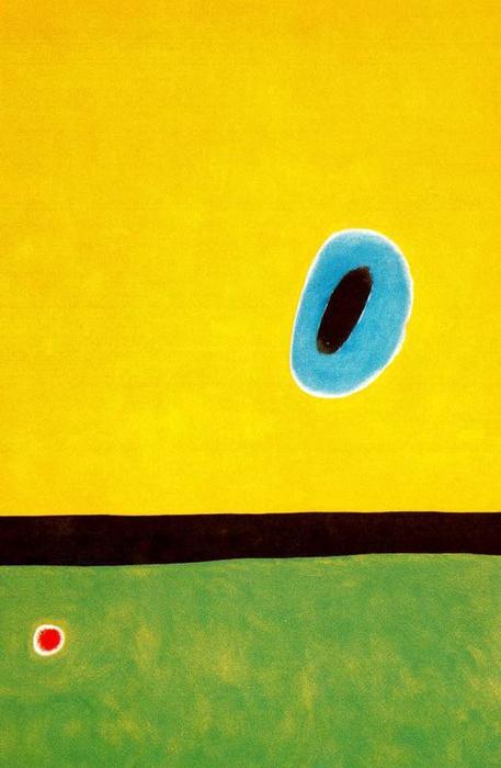 Wikioo.org - The Encyclopedia of Fine Arts - Painting, Artwork by Joan Miro - The Lark´s Wing, Encircled With Gold Blue