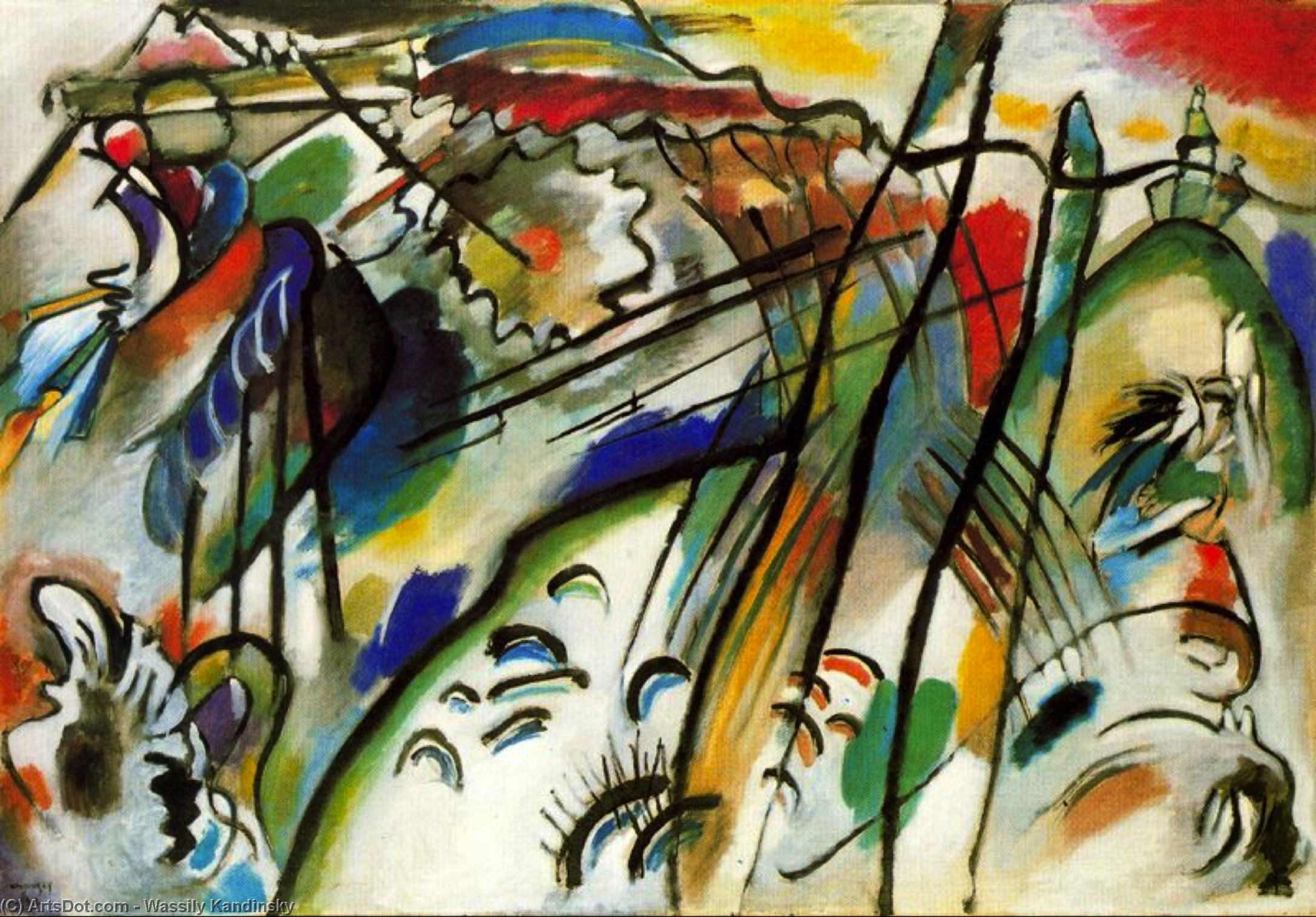 Wikoo.org - موسوعة الفنون الجميلة - اللوحة، العمل الفني Wassily Kandinsky - Improvisation 28 (second version)