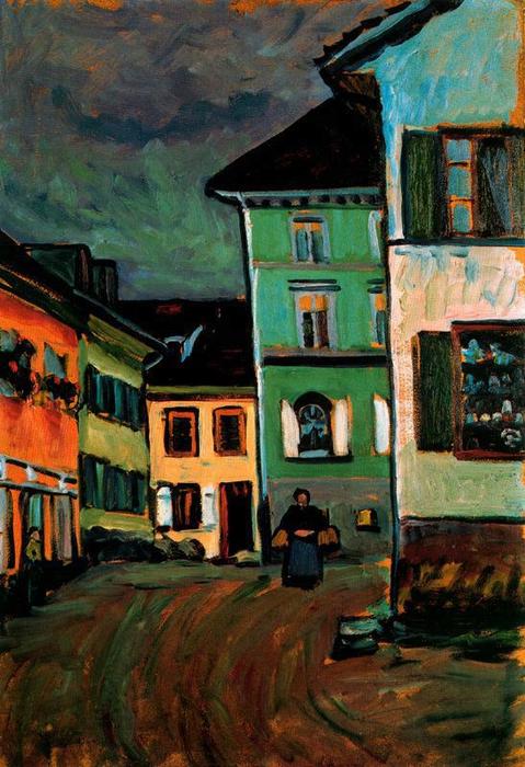 WikiOO.org - Encyclopedia of Fine Arts - Lukisan, Artwork Wassily Kandinsky - Murnau. La salida de la Johannistrasse