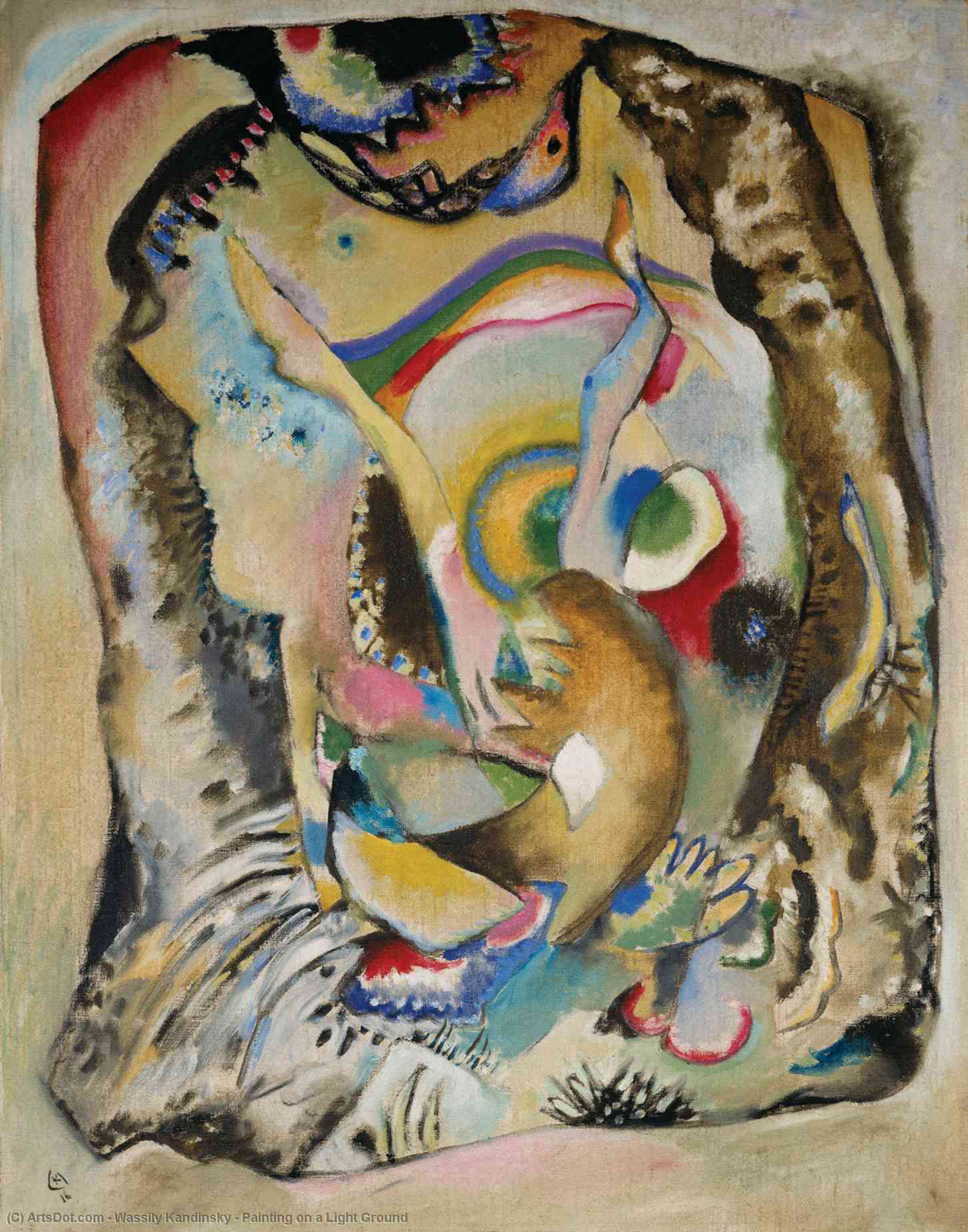 Wikioo.org - Bách khoa toàn thư về mỹ thuật - Vẽ tranh, Tác phẩm nghệ thuật Wassily Kandinsky - Painting on a Light Ground