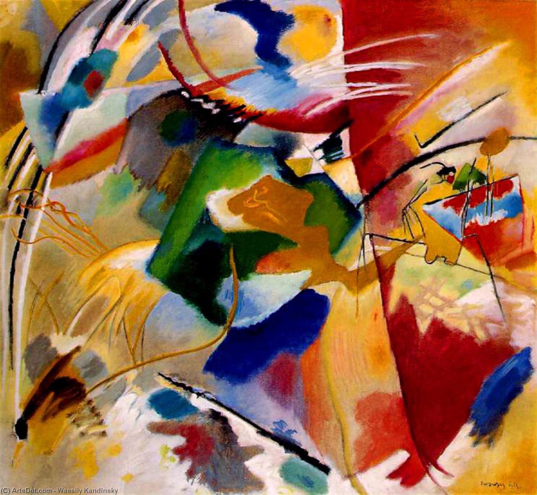 WikiOO.org - Εγκυκλοπαίδεια Καλών Τεχνών - Ζωγραφική, έργα τέχνης Wassily Kandinsky - Painting with Green Center