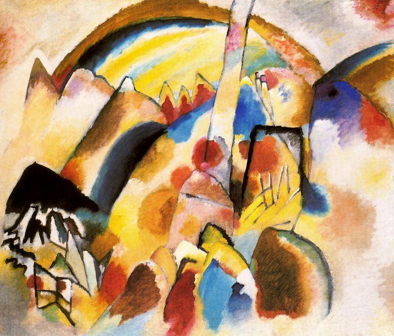 WikiOO.org - Encyclopedia of Fine Arts - Maleri, Artwork Wassily Kandinsky - Paisaje con manchas rojas