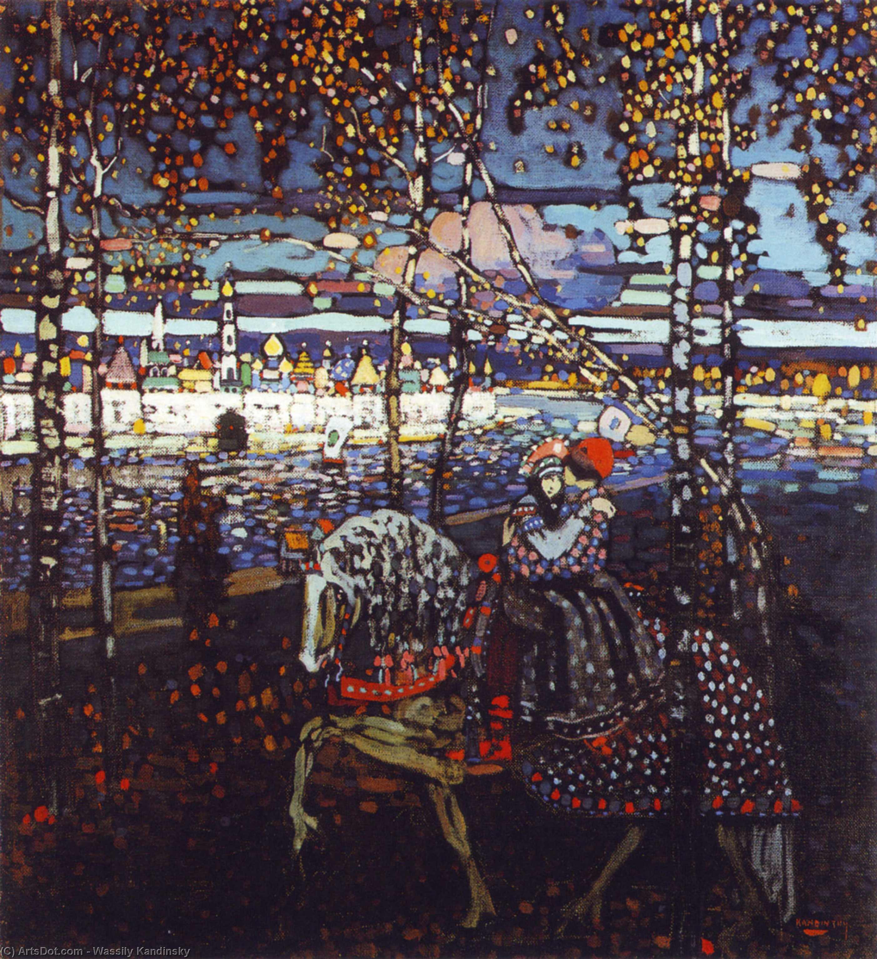 WikiOO.org - Εγκυκλοπαίδεια Καλών Τεχνών - Ζωγραφική, έργα τέχνης Wassily Kandinsky - Pareja a caballo