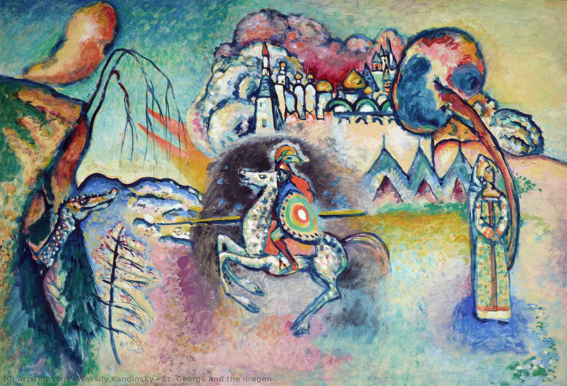 WikiOO.org - אנציקלופדיה לאמנויות יפות - ציור, יצירות אמנות Wassily Kandinsky - St. George and the dragon