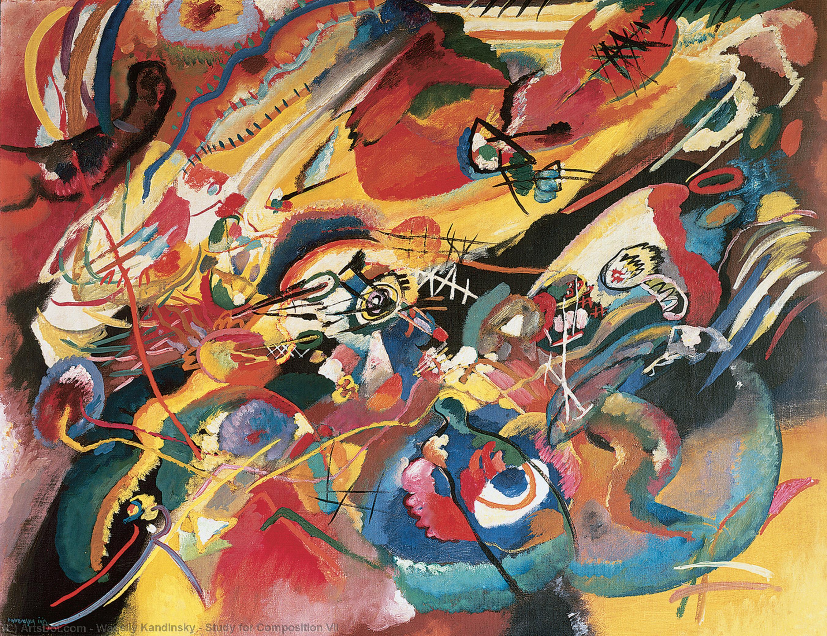 WikiOO.org - Encyclopedia of Fine Arts - Maalaus, taideteos Wassily Kandinsky - Study for Composition VII