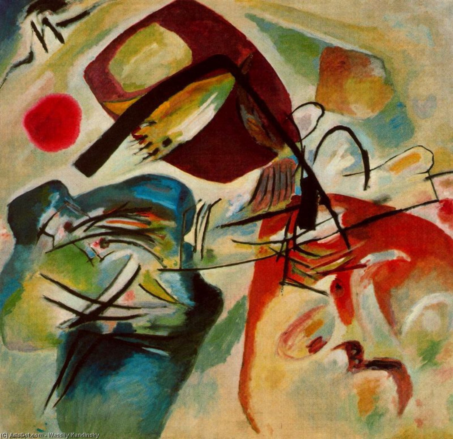 WikiOO.org - Encyclopedia of Fine Arts - Maalaus, taideteos Wassily Kandinsky - Table with black bow