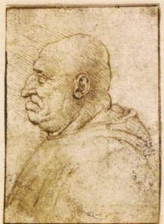 WikiOO.org - Encyclopedia of Fine Arts - Lukisan, Artwork Leonardo Da Vinci - Caricature of a Bald Old Man