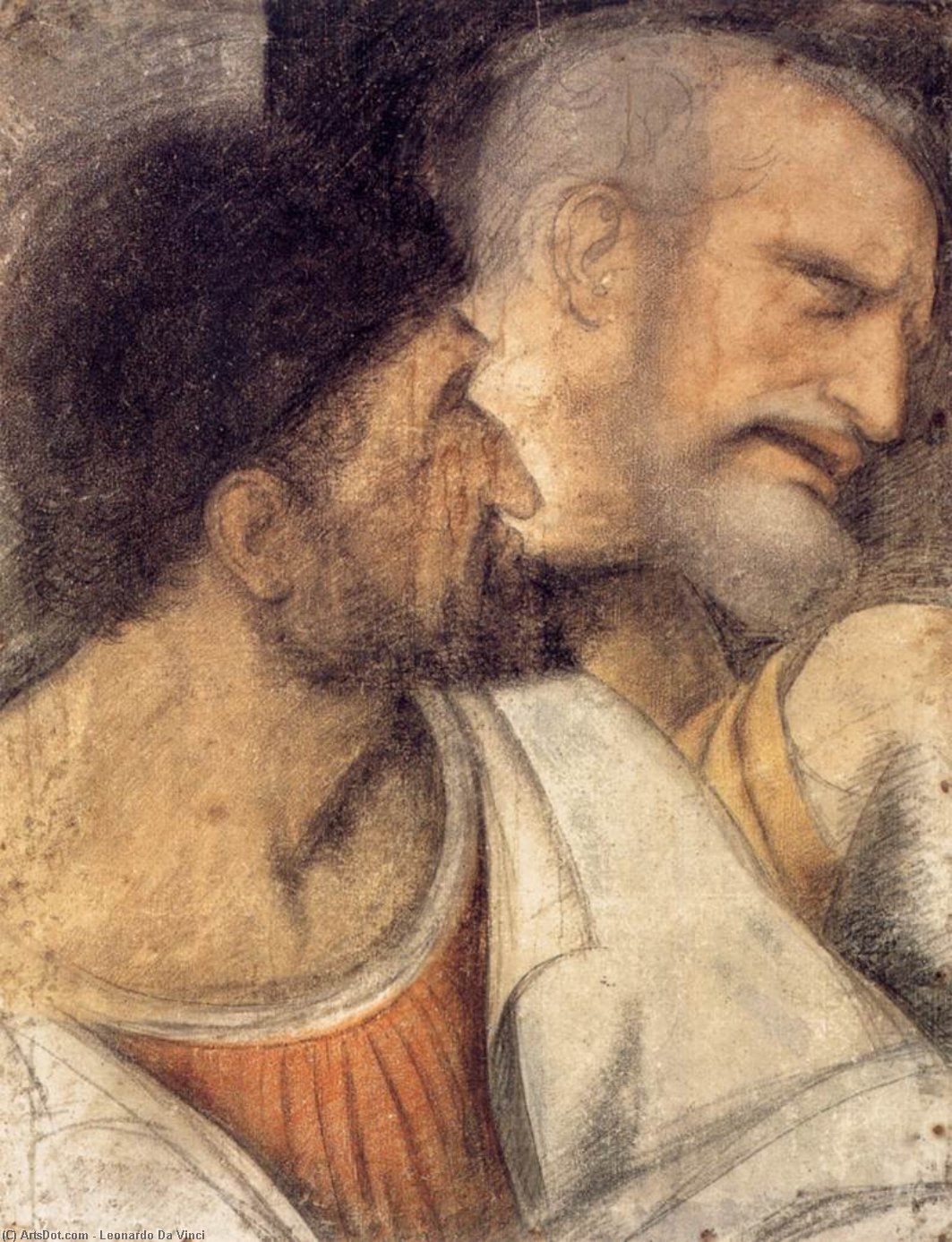 Wikioo.org - Bách khoa toàn thư về mỹ thuật - Vẽ tranh, Tác phẩm nghệ thuật Leonardo Da Vinci - Heads of Judas and Peter