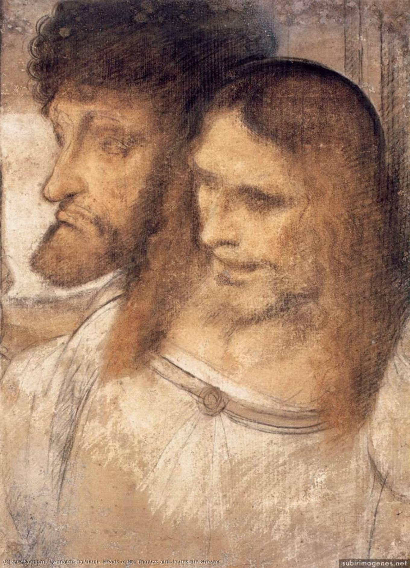 WikiOO.org - Enciklopedija dailės - Tapyba, meno kuriniai Leonardo Da Vinci - Heads of Sts Thomas and James the Greater