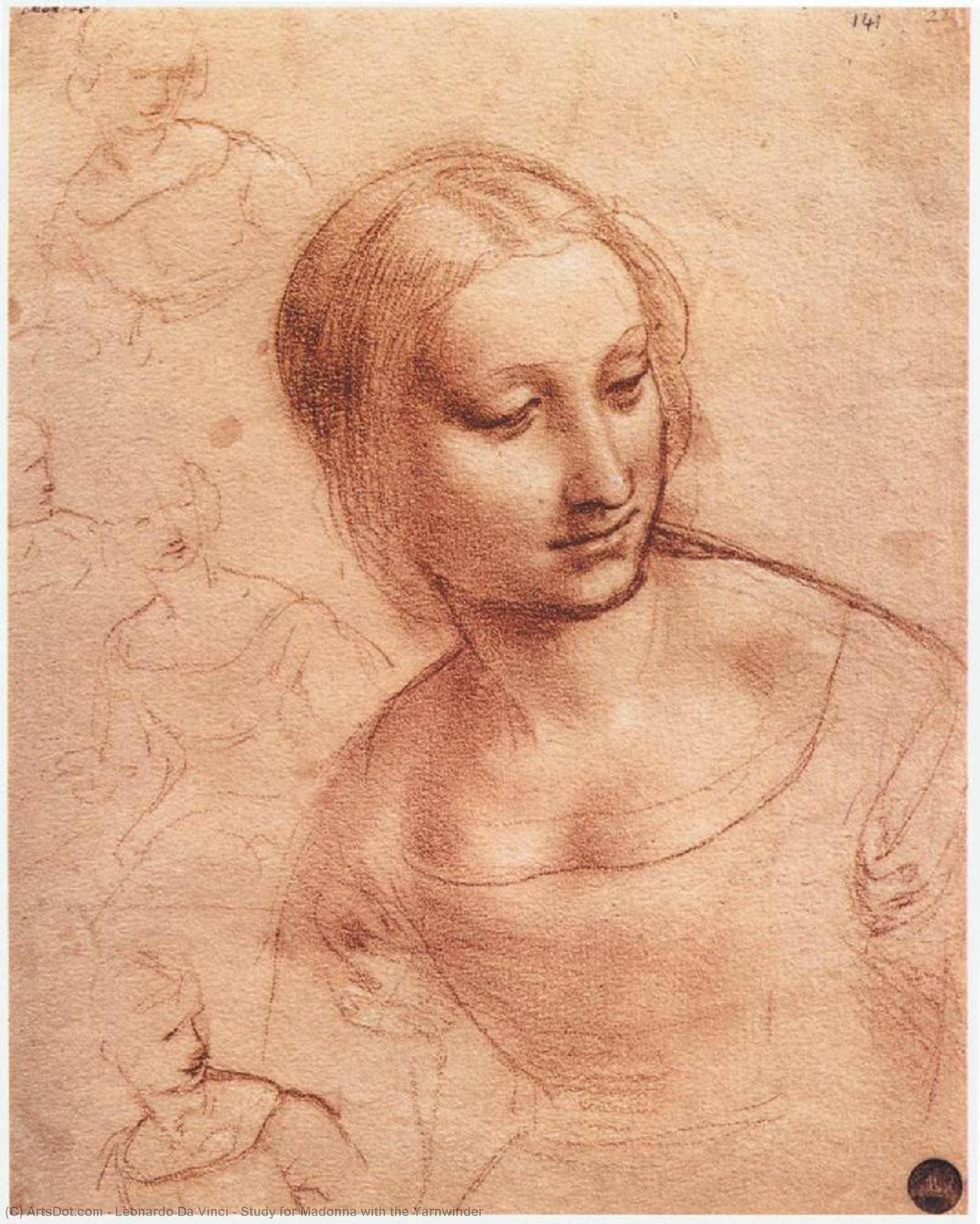 WikiOO.org - 百科事典 - 絵画、アートワーク Leonardo Da Vinci - 以下のための研究 マドンナ  と一緒に  ザー  ヤーンワインダー