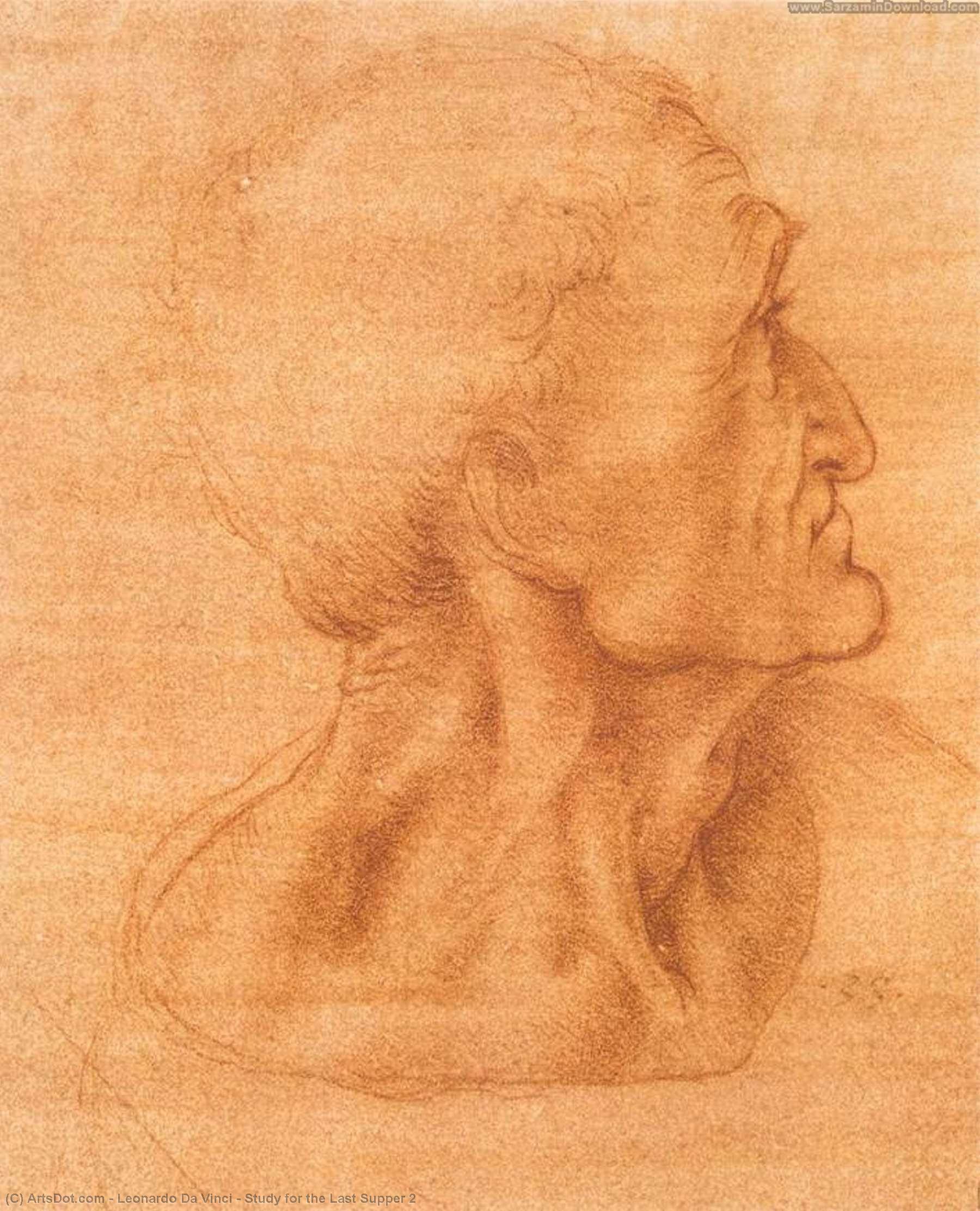 Wikioo.org – La Enciclopedia de las Bellas Artes - Pintura, Obras de arte de Leonardo Da Vinci - estudio para la último  cena  2
