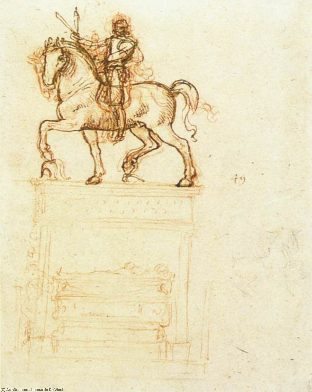 WikiOO.org – 美術百科全書 - 繪畫，作品 Leonardo Da Vinci - 研究的 Trivulzio 纪念碑