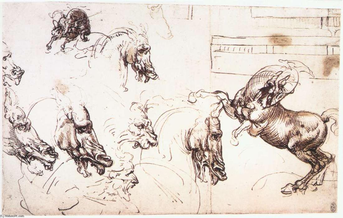 WikiOO.org - Enciclopédia das Belas Artes - Pintura, Arte por Leonardo Da Vinci - Study of horses for the Battle of Anghiari