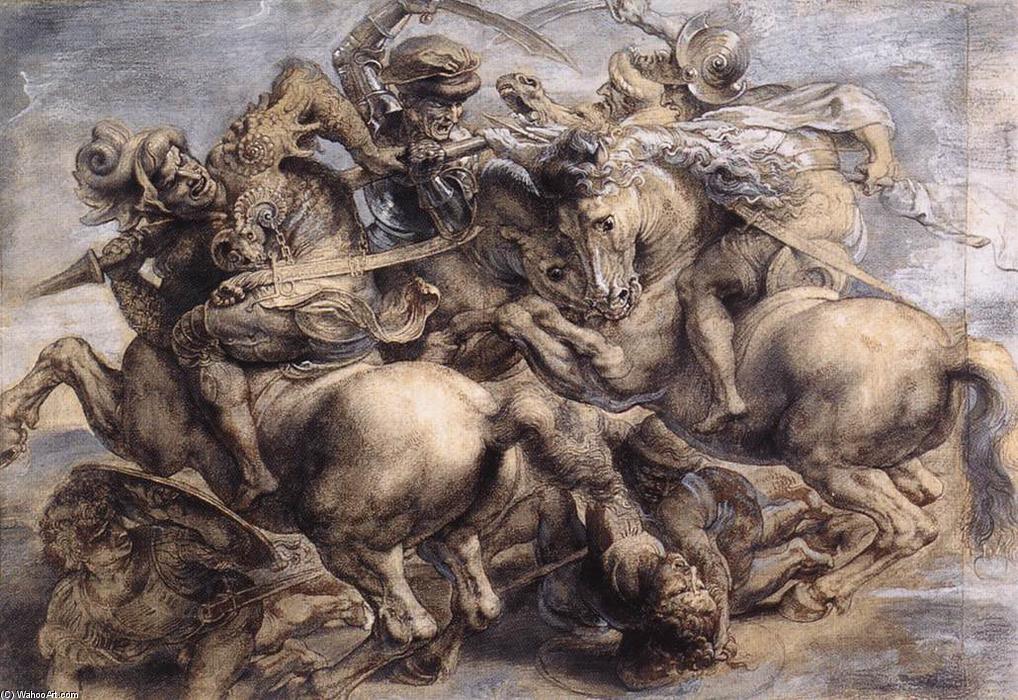 Wikoo.org - موسوعة الفنون الجميلة - اللوحة، العمل الفني Leonardo Da Vinci - The Battle of Anghiari (detail)