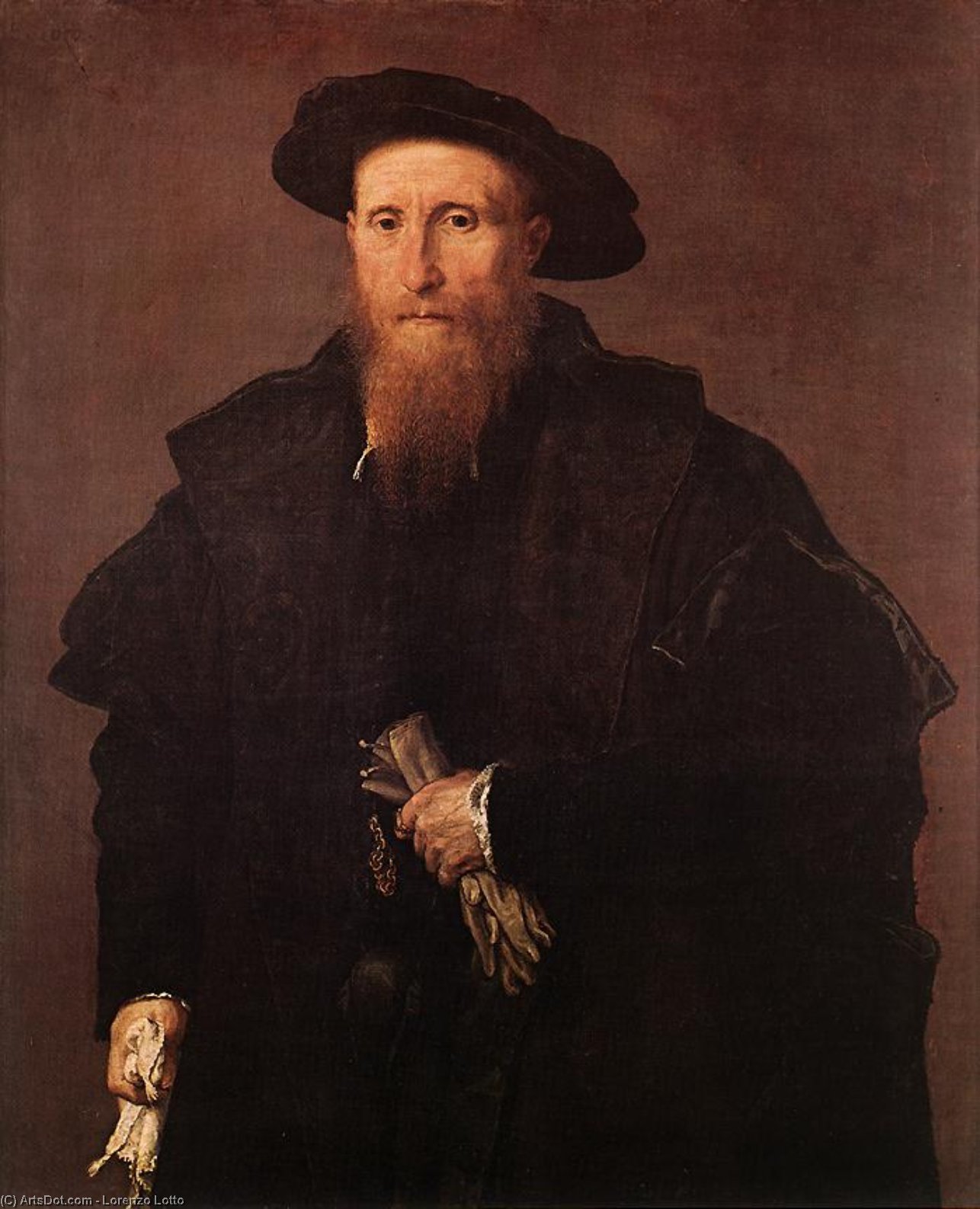 Wikioo.org - The Encyclopedia of Fine Arts - Painting, Artwork by Lorenzo Lotto - Gentleman with Gloves