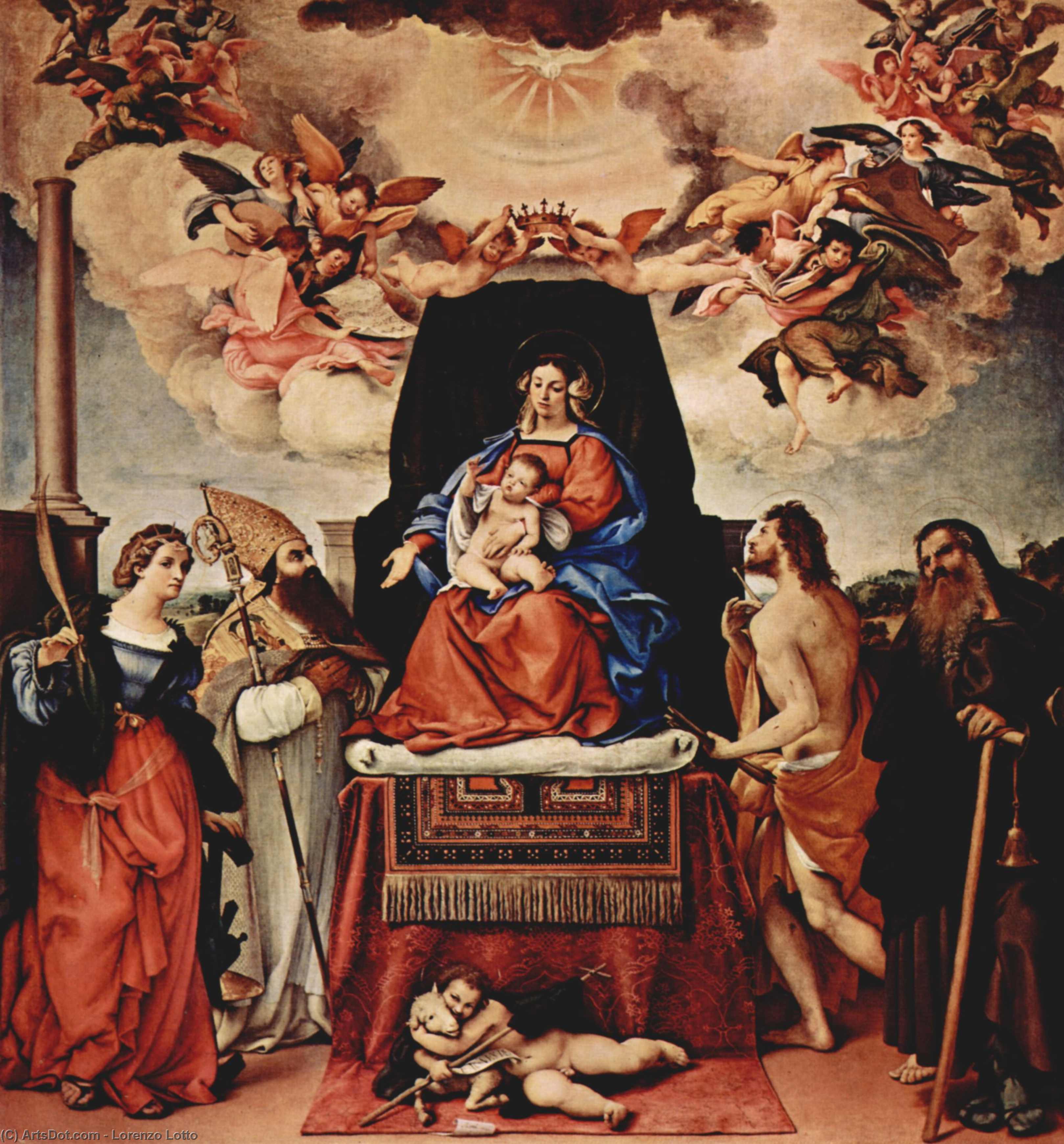 Wikioo.org - Die Enzyklopädie bildender Kunst - Malerei, Kunstwerk von Lorenzo Lotto - madonna und kind mit die heiligen 2
