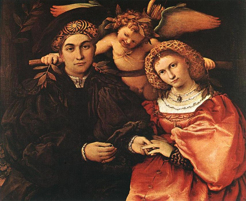 Wikioo.org - The Encyclopedia of Fine Arts - Painting, Artwork by Lorenzo Lotto - Messer Marsilio and his Wife