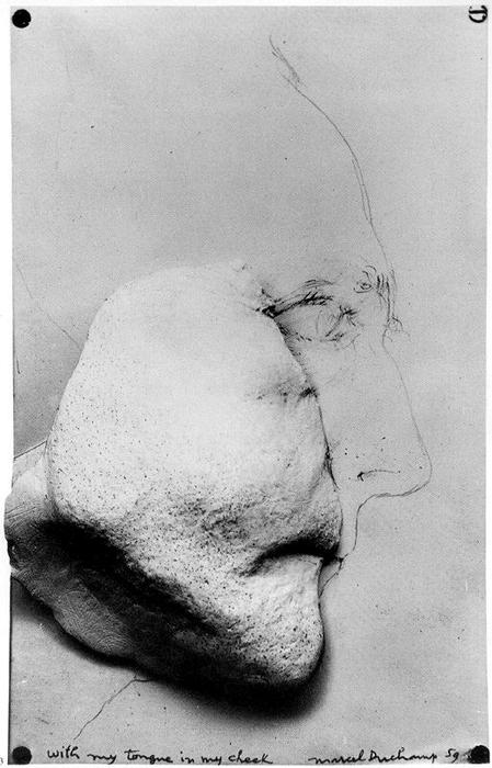 WikiOO.org - Енциклопедия за изящни изкуства - Живопис, Произведения на изкуството Marcel Duchamp - Con mi lengua en mi mejilla
