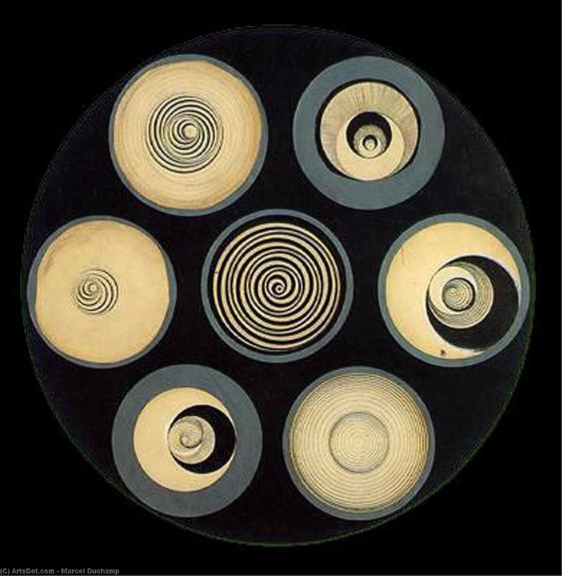Wikioo.org - The Encyclopedia of Fine Arts - Painting, Artwork by Marcel Duchamp - Disks Bearing Spirals