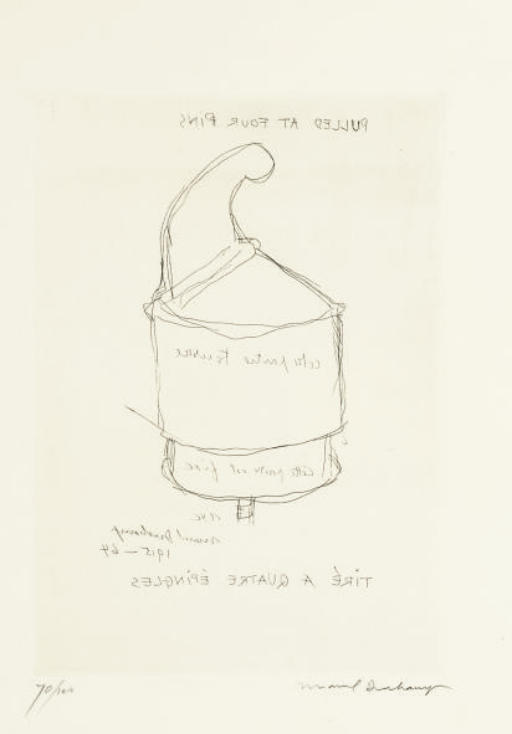 WikiOO.org - Enciklopedija likovnih umjetnosti - Slikarstvo, umjetnička djela Marcel Duchamp - Pulled at Four Pins