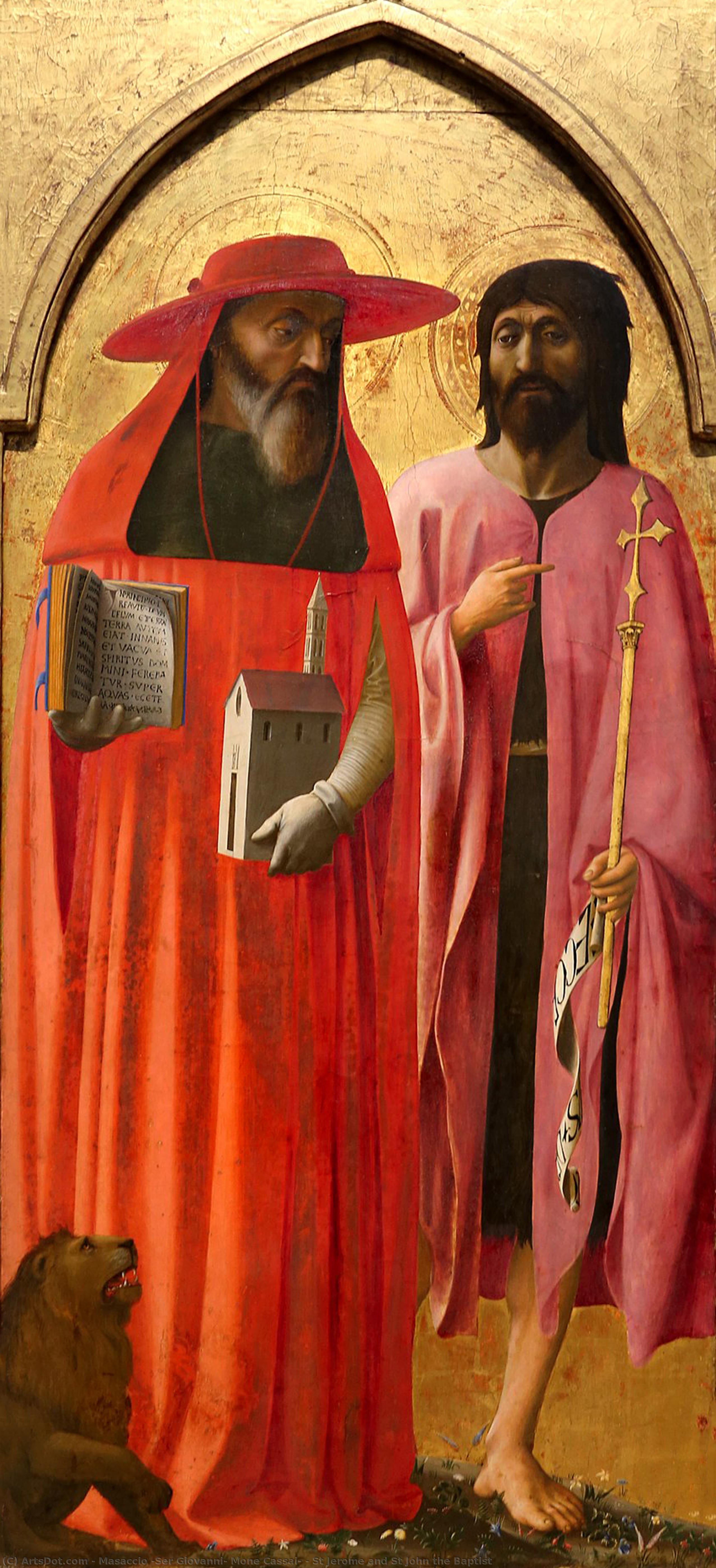 Wikioo.org - The Encyclopedia of Fine Arts - Painting, Artwork by Masaccio (Ser Giovanni, Mone Cassai) - St Jerome and St John the Baptist
