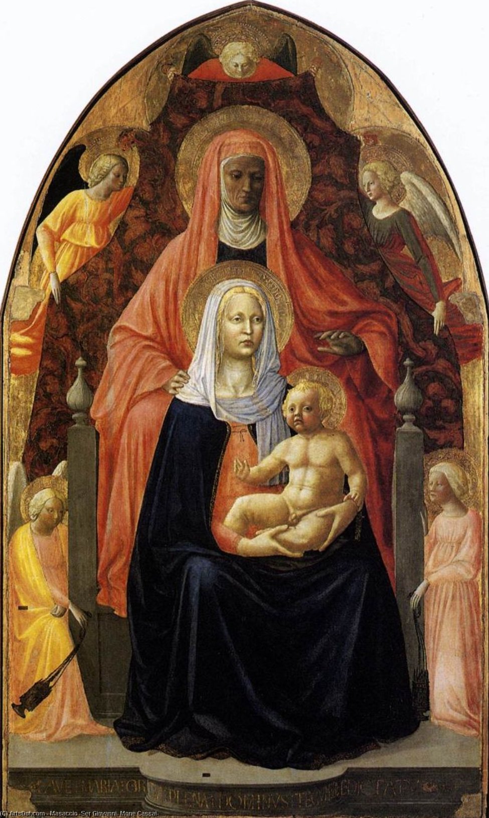 Wikioo.org - The Encyclopedia of Fine Arts - Painting, Artwork by Masaccio (Ser Giovanni, Mone Cassai) - The Madonna and Child with Saint Anne