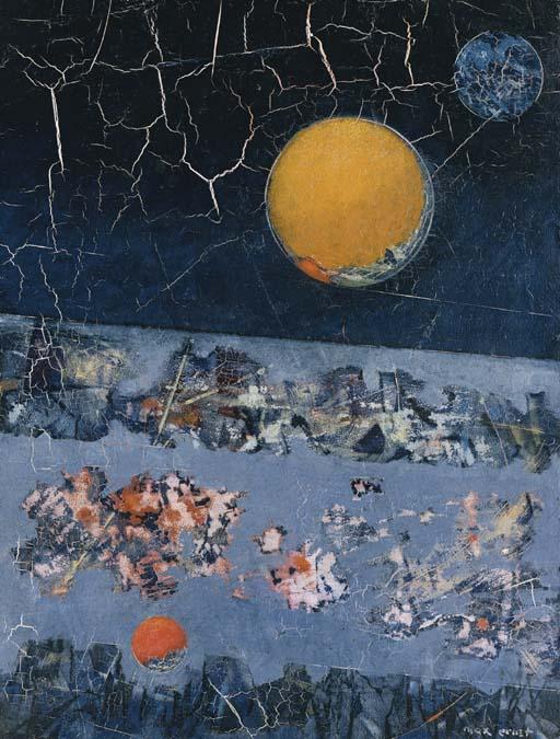 Wikioo.org - The Encyclopedia of Fine Arts - Painting, Artwork by Max Ernst - Composition, lune et soleil