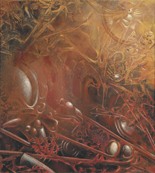 Wikoo.org - موسوعة الفنون الجميلة - اللوحة، العمل الفني Max Ernst - Creatures of the swamp