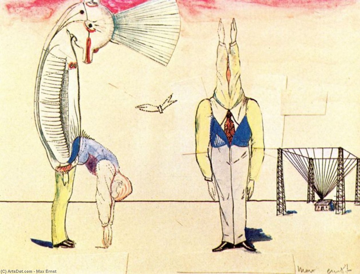 Wikioo.org – La Enciclopedia de las Bellas Artes - Pintura, Obras de arte de Max Ernst - L'arrivo dei viaggiatori