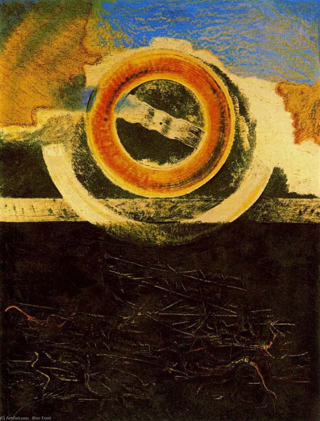 Wikoo.org - موسوعة الفنون الجميلة - اللوحة، العمل الفني Max Ernst - La rueda solar