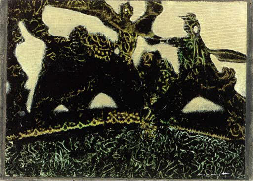 Wikoo.org - موسوعة الفنون الجميلة - اللوحة، العمل الفني Max Ernst - Les barbares marchant vers l'ouest