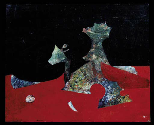 Wikioo.org - สารานุกรมวิจิตรศิลป์ - จิตรกรรม Max Ernst - Muschelblumen auf schwarzem und rotem Grund