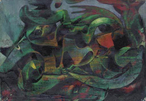 Wikoo.org - موسوعة الفنون الجميلة - اللوحة، العمل الفني Max Ernst - Ohne Titel